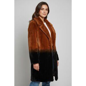 Urbancode London Womens 8 Faux Fur Ombre Coat Chestnut Black Longline Jacket